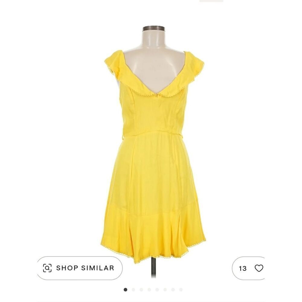 AFRM Palms Revolve Yellow Flutter Sleeve Off Shoulder Mini Dress Sz M